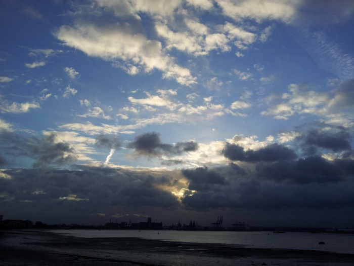 Blue sky fighting grey over Tilbury