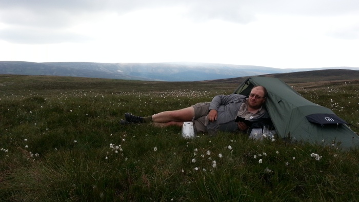 Chilling by the tent - not much bigger than me. Photo courtesy of @PilgrimChris