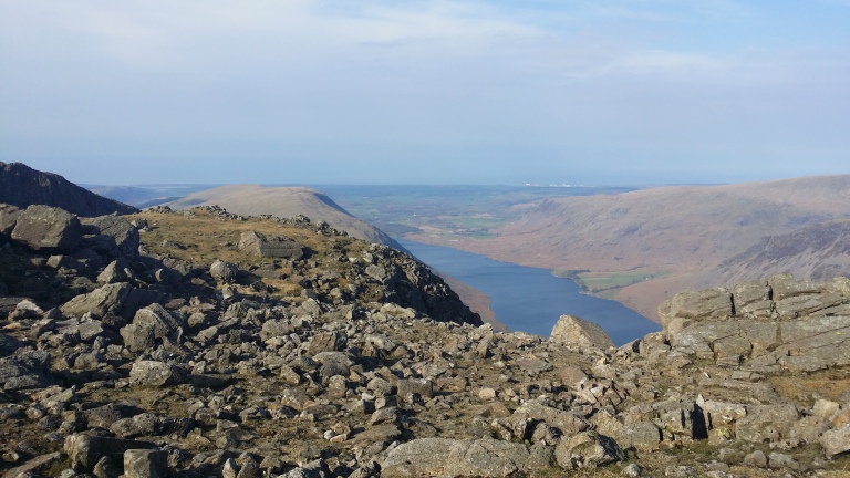 Looking down on Wastwater from camp on Lingmell